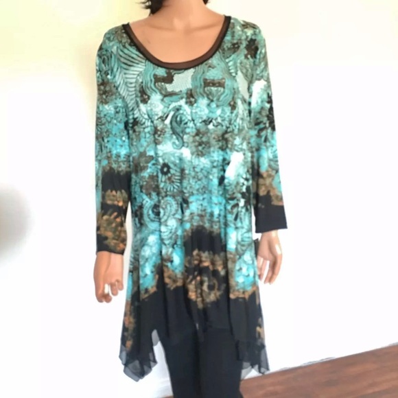 Caleesa Women Tunic Plus Sise 2X Paisley Designer - Picture 1 of 10
